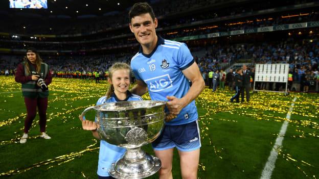 Diarmuid Connolly of Dublin poses with the Sam Maguire cup following the GAA Football All-Ireland Senior Championship Final Replay between Dublin and Kerry at Croke Park in Dublin. 
