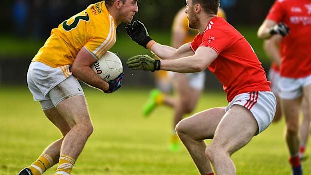 Ryan Murray shot four points for Antrim in Corrigan Park today. 
