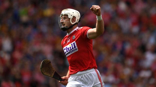 Patrick Horgan celebrates after scoring his third goal for Cork against Kilkenny in the 2019 All-Ireland SHC quarter-final.