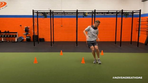 Fitness coach Joe O'Connor displaying a MW lateral movement training drill. 
