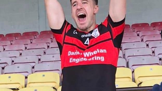 Mount Leinster Rangers captain, Michael Doyle, lifts the Cup after victory over Ballinkillen in the Carlow SHC Final. 