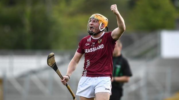 Dicksboro's Oisin Gough celebrates following a score at UPMC Nowlan Park.