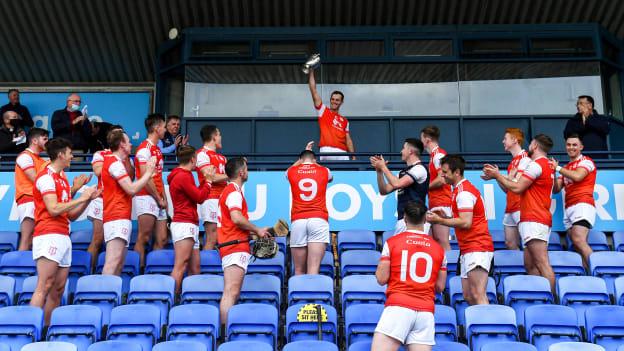 Cuala captain Darragh O'Connell lifts The New Ireland Assurance Company Perpetual Challenge Cup after the Dublin County Senior Hurling Championship Final match between Ballyboden St Enda's and Cuala at Parnell Park in Dublin. 