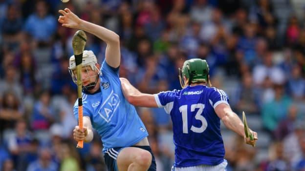 
Shane Barrett, Dublin, and Willie Dunphy, Laois, during the 2019 All Ireland SHC preliminary quarter-final at MW Hire O'Moore Park.