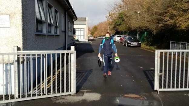 Peter Nash arrives to set up another coaching session at a Limerick Primary School. 