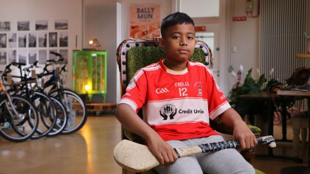 Carrick Davins U-12 hurler, Sultan Mahmud Sabbir, pictured in RTE's After School Hub studio. 
