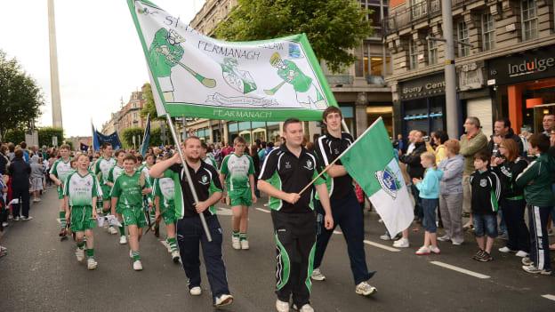 Members of the St. Patrick's GAA club, Lisbellaw, Co. Fermanagh, during the Féile na nGael Átha Cliath 2012 Parade. 