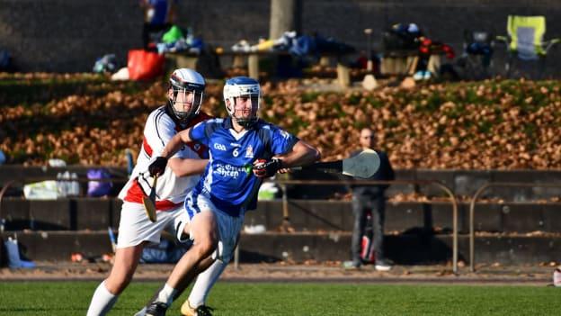 Action from a hurling match between Darmstadt and Cologne. 