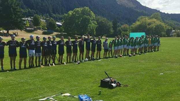 Canterbury GAA and Queenstown's Band of Brothers line up before their recent annual Charity hurling match which raised over $1,000. 