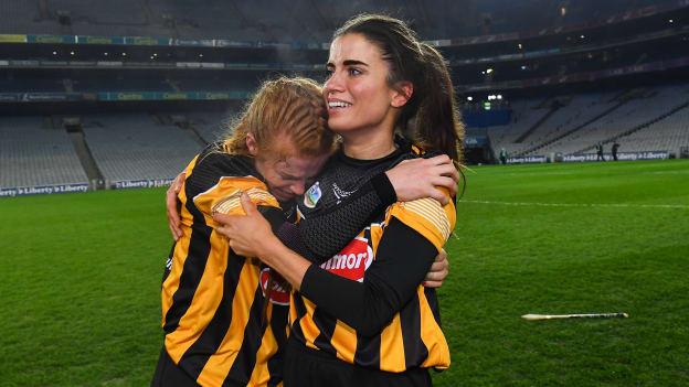  Kilkenny players Collette Dormer, left, and Davina Tobin celebrate after the Liberty Insurance All-Ireland Senior Camogie Championship Final match between Galway and Kilkenny at Croke Park in Dublin. 