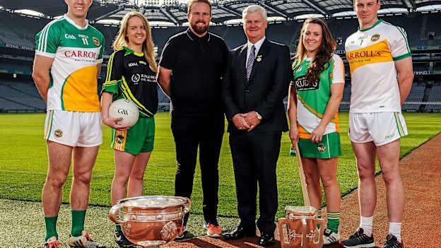 Shane pictured with several stars of Offaly gaelic games at the launch of the Faithful Fields project