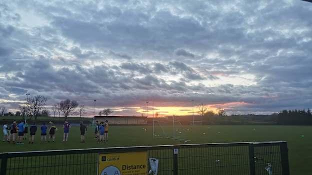 The sun sets on U-15 training earlier this week at Kilglass Gaels GAA club.
