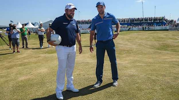 Shane chats to Donegal footballer Michael Murphy at the 2018 Irish Open at Ballyliffin