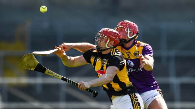 James Maher of Kilkenny in action against Gavin Bailey of Wexford during the Allianz Hurling League Division 1 Group B Round 3 match between Kilkenny and Wexford at UPMC Nowlan Park in Kilkenny.