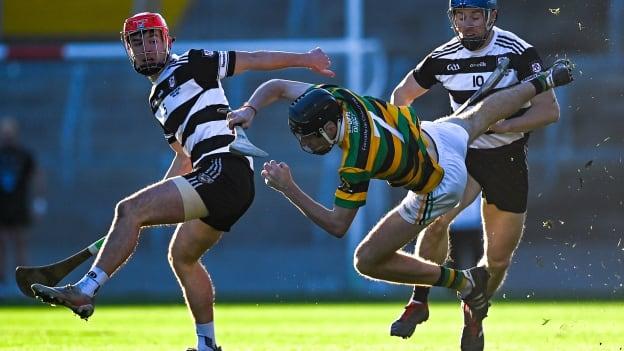 Eoin Downey, Glen Rovers, and Ciarmhac Smyth, Midleton, during the Cork SHC Final at Páirc Uí Chaoimh.