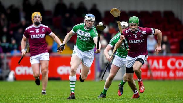 Slaughtneil's Chrissy McKaigue chases down Ballyhale Shamrocks' TJ Reid in the 2020 AIB All-Ireland Club SHC semi-final. 