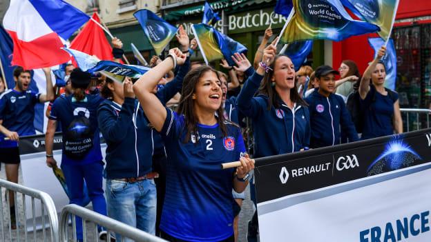The France team during the parade to the 2019 Renault GAA World Games Opening Ceremony in Waterford.