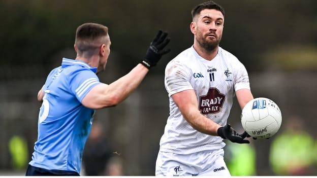 Ben McCormack, Kildare, and John Small, Dublin, in Allianz Football League action.