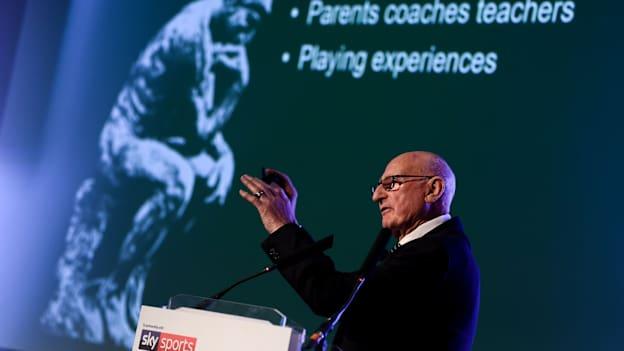 Mickey Whelan pictured giving a presentation at the 2018 GAA Games Development Conference. 