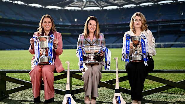 In attendance are, from left, Ard Stiúrthóir of the Camogie Association Sinéad McNulty, Rowena McCappin, Head of External Relations and Engagement, Glen Dimplex and President of the Camogie Association Hilda Breslin at Croke Park in Dublin as Glen Dimplex announced a new five year sponsorship of the Camogie championships and association. The Draws for the 2022 Senior, Intermediate and Premier Junior competitions were also announced. 