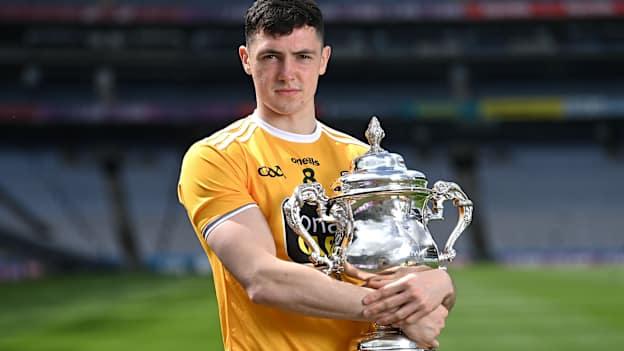 Conor Stewart of Antrim during the Tailteann Cup launch at Croke Park in Dublin.
