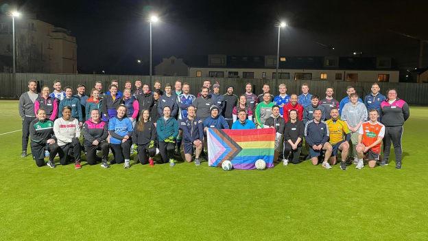 Players who took part in a Na Gaeil Aeracha social kick-out taster session. 