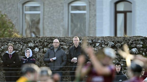Richie O'Neill and Henry Shefflin watching Craughwell play Clarinbridge in the Galway SHC last year.