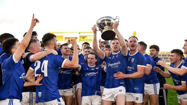 Tullamore players celebrating following the 2021 Offaly SFC Final win over Rhode.