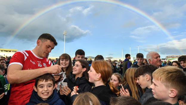 David Clifford of East Kerry signs autographs for young supporters after the Kerry County Senior Football Championship Final match between East Kerry and Mid Kerry at Austin Stack Park in Tralee, Kerry. 