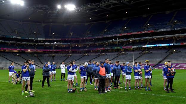 Tooreen players after their side's defeat in the 2023 AIB GAA Hurling All-Ireland Intermediate Championship Final match between Monaleen of Limerick and Tooreen of Mayo at Croke Park in Dublin. Photo by Piaras Ó Mídheach/Sportsfile
