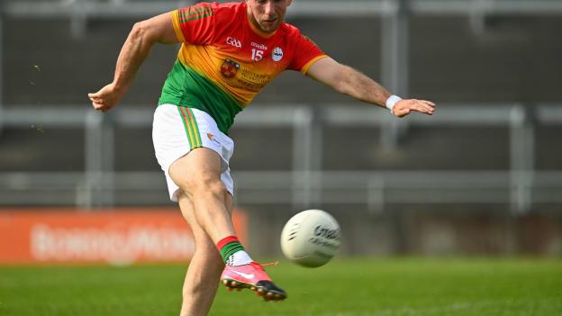  Darragh Foley of Carlow during the 2021 Leinster GAA Football Senior Championship Round 1 match between Carlow and Longford at Bord Na Mona O’Connor Park in Tullamore, Offaly. Photo by Eóin Noonan/Sportsfile