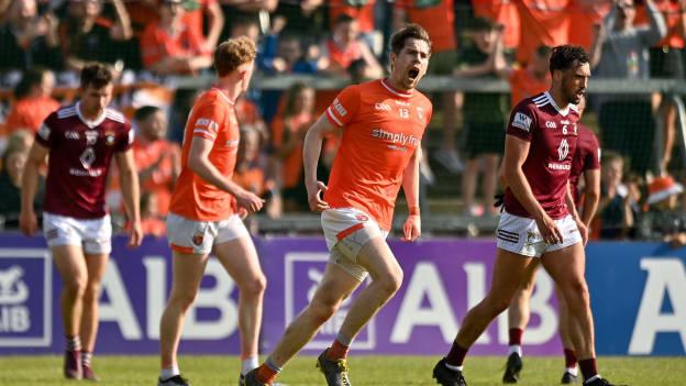 Andrew Murnin of Armagh celebrates after scoring a late point during the GAA Football All-Ireland Senior Championship Round 1 match between Armagh and Westmeath at the BOX-IT Athletic Grounds in Armagh. Photo by Oliver McVeigh/Sportsfile