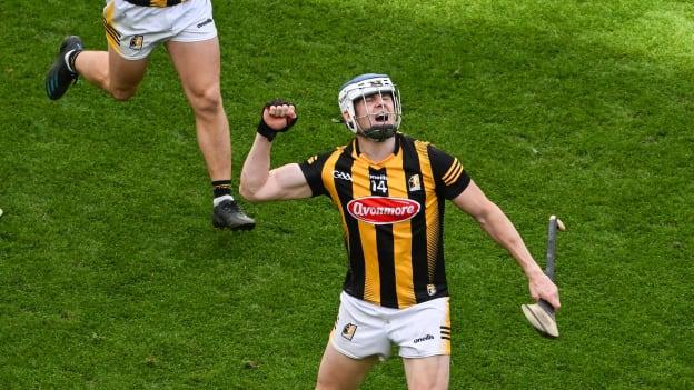 TJ Reid celebrates after victory over Clare in the All-Ireland SHC semi-final. 