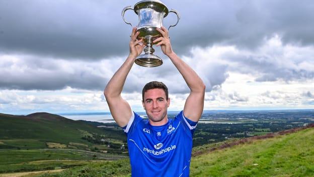 Fionán Mackessy of Kerry with his trophy after winning the 2023 M. Donnelly GAA All-Ireland Poc Fada Finals at Annaverna Mountain in the Cooley Peninsula, Ravensdale, Louth. Photo by Piaras Ó Mídheach/Sportsfile