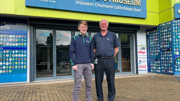GAA Museum tour guides, Sean O'Sullivan, left, and Tom Ryan, pictured outside the GAA Museum in Croke Park. 