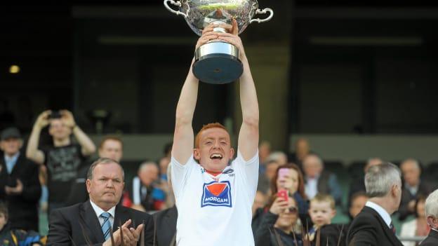 Ryan Gaffney lifts the Nickey Rackard Cup for Armagh in 2012. 