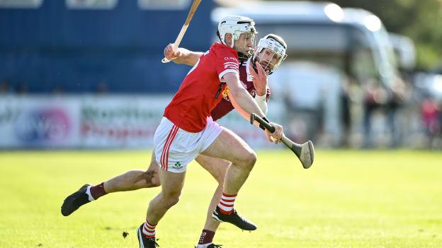Damon McMullan, Loughgiel Shamrocks, and Neil McManus, Ruairí Óg, Cushendall in Antrim SHC Final action.