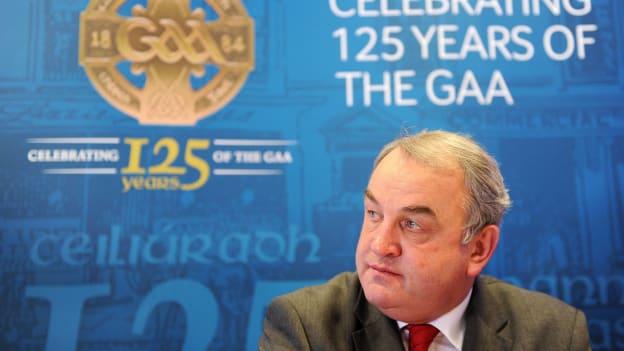Former GAA President, Nickey Brennan, pictured in 2008 in front of the new GAA Logo.