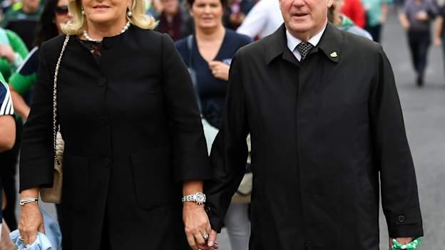 Businessman JP McManus and wife Noreen arrive for the 2018 GAA Hurling All-Ireland Senior Championship Final between Galway and Limerick at Croke Park in Dublin. Photo by Stephen McCarthy/Sportsfile