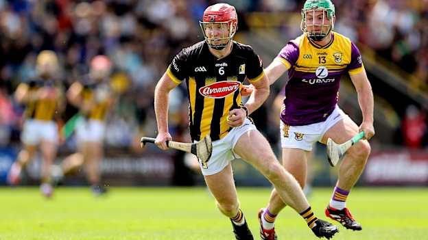 Adrian Mullen in defensive mode for Kilkenny against Wexford. Photo by Thomas Flinkow/Sportsfile