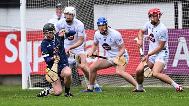 Kildare goalkeeper Paddy McKenna saves a shot on goal from a Down free during the Joe McDonagh Cup match between Kildare and Down at Cedral St Conleth's in Newbridge, Kildare. Photo by Piaras Ó Mídheach/Sportsfile
