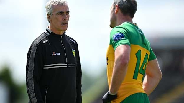 Donegal manager Jim McGuinness and Michael Murphy. Photo by Brendan Moran/Sportsfile