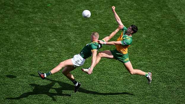 Michael Langan of Donegal in action against Conor Gray of Meath. Photo by Daire Brennan/Sportsfile