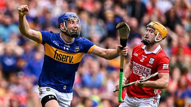 John McGrath of Tipperary celebrates scoring his side's first goal. Photo by Piaras Ó Mídheach/Sportsfile