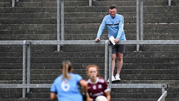 Former Dublin manager Mick Bohan looks on as the All-Ireland semi-final plays out in Tullamore. Photo by Piaras Ó Mídheach/Sportsfile