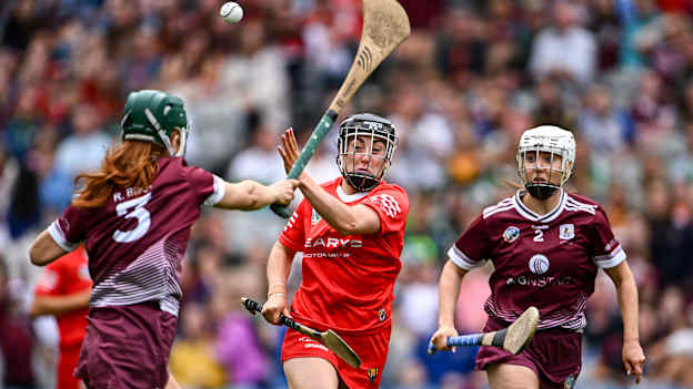Amy O'Connor of Cork in action during the 2024 Glen Dimplex All-Ireland senior camogie final against Galway. The counties will meet again on Sunday. Photo by Piaras Ó Mídheach/Sportsfile