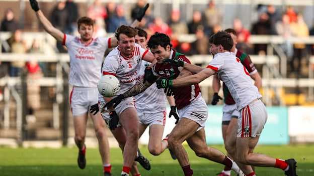 Darragh Galvin of Portarlington in action against Athy players, from left, Kevin Feely, Darren Lawler and Sean Moore. Photo by Michael P Ryan/Sportsfile