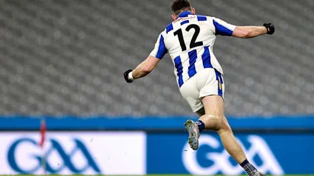 Ryan Basquel of Ballyboden St Enda’s celebrates after scoring his side's first goal during the AIB Leinster club SFC final. Photo by Thomas Flinkow/Sportsfile
