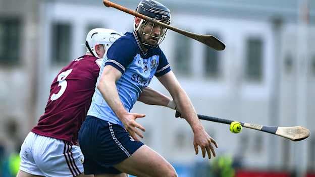 Ronan Hayes of Dublin in action against Darren Morrissey of Galway during the Dioralyte Walsh Cup final match between Dublin and Galway at Parnell Park in Dublin. Photo by Matt Browne/Sportsfile