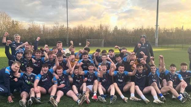 The Cnoc Mhuire, Granard footballers celebrate after their Leinster Championship success. 
